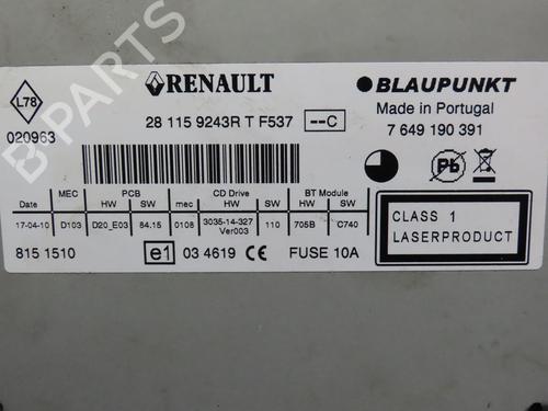 Radio RENAULT MEGANE III Coupe (DZ0/1_) 1.5 dCi (DZ09, DZ0D, DZ1F, DZ1G, DZ14, DZ29) | BP17779820E6 