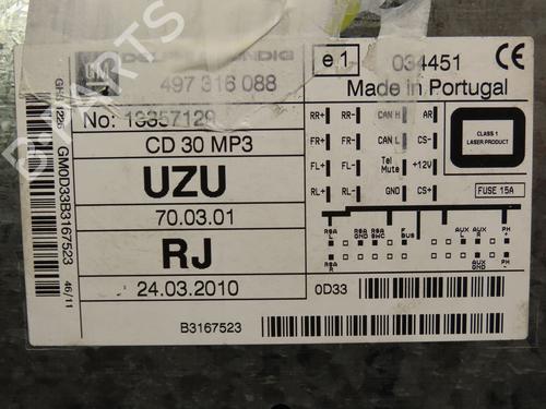 Used Radio OPEL CORSA D (S07) 1.3 CDTI (L08, L68) (75 hp) 9384526