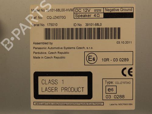 Bilradio SUZUKI SWIFT IV (FZ, NZ) 1.2 (AZH412, ZC72S) (94 hp) 31276158