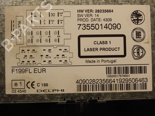Radio FIAT PUNTO EVO (199_) 1.3 D Multijet (199AXC1A, 199BXC1A, 199AXT1A, 199BXT1A) | BP18732604E6 