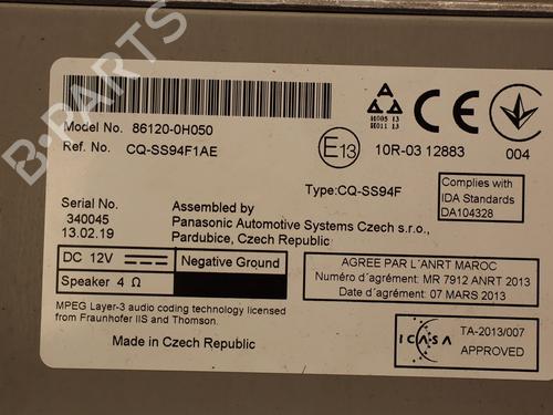 Used Display monitor Display monitor PEUGEOT 108 1.0 VTi 72 (72 hp) 33769722 33769722