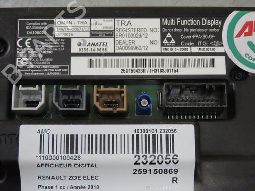 Display monitor RENAULT ZOE (BFM_) ZOE | BP27393268C48