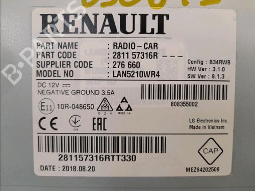 Used Radio RENAULT CLIO IV Grandtour (KH_) 0.9 TCe 90 (90 hp) 14945175