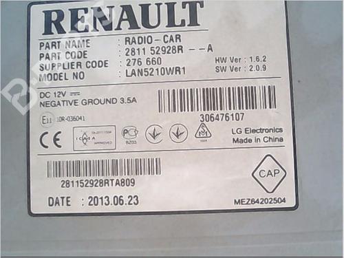 Bilradio RENAULT CLIO IV (BH_) 0.9 TCe 90 (BHNF, BHMA, BHMH, BHJK, BHJR) | BP9403298E6 