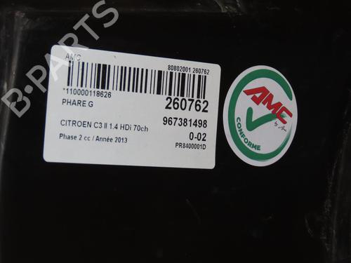 Used Left headlight Left headlight CITROËN C3 II (SC_) 1.4 HDi 70 (SC8HZC, SC8HR0, SC8HP4) (68 hp) 36544860 36544860