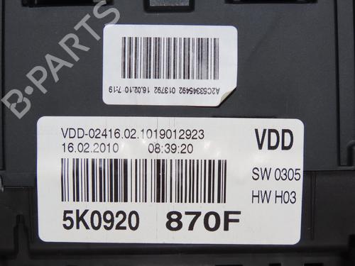 Instrument cluster VW GOLF VI (5K1) 1.4 TSI | BP29645008C47 