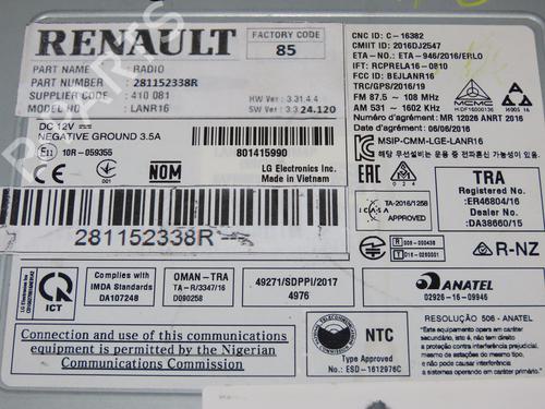 Radio RENAULT MEGANE IV Hatchback (B9A/M/N_) 1.5 dCi 110 (B9A3) | BP18912878E6 