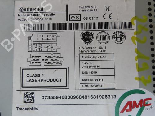 Radio FIAT PANDA (312_, 319_) 0.9 (312PXG1A) | BP27580772E6 