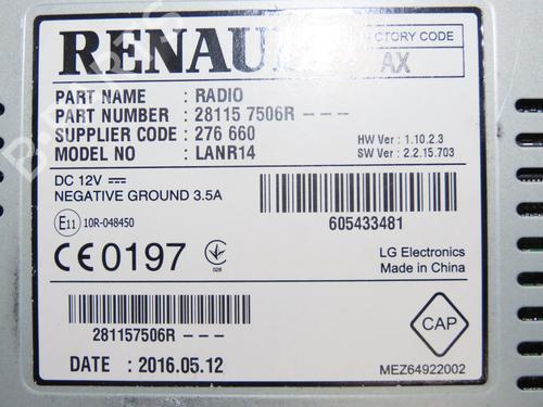 Radio RENAULT MEGANE IV Hatchback (B9A/M/N_) 1.6 TCe 205 (B9MV) | BP30582883E6 