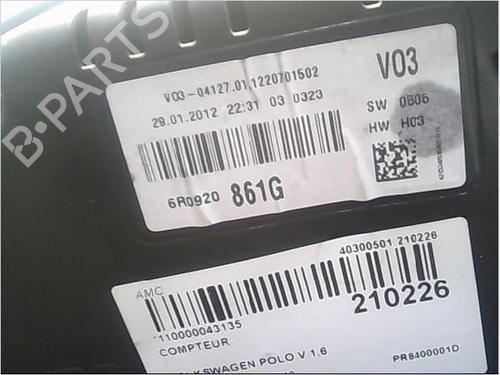 Instrument cluster VW POLO V (6R1, 6C1) 1.6 TDI | BP9406820C47