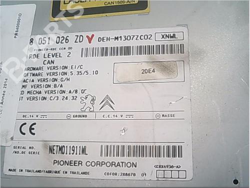 Radio PEUGEOT 208 I (CA_, CC_) 1.4 HDi | BP9407122E6 