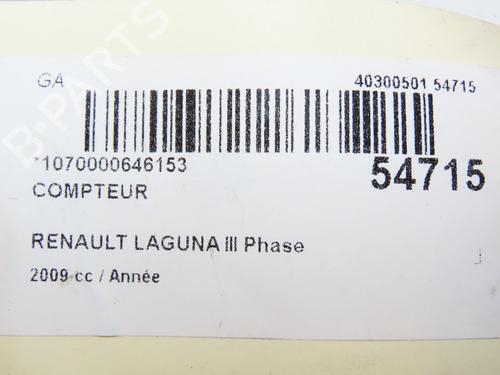 Used Instrument cluster RENAULT LAGUNA Coupe (DT0/1) 2.0 dCi GT (DT11, DT1E, DT1N) (178 hp) 29469752