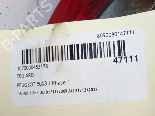 Used Right taillight PEUGEOT 5008 (0U_, 0E_) 1.6 HDi (110 hp) 16740961