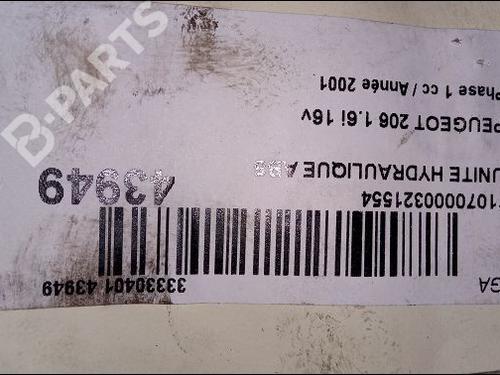 ABS pump PEUGEOT 206 Hatchback (2A/C) 1.6 16V | BP9618461M43 