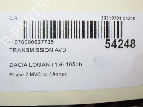 Right front driveshaft DACIA LOGAN MCV (KS_) 1.6 16V Hi-Flex | BP28829553M39