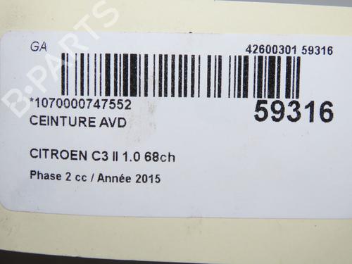 Front right seatbelt CITROËN C3 II (SC_) 1.0 VTi 68 | BP36494673I25 - Image 7