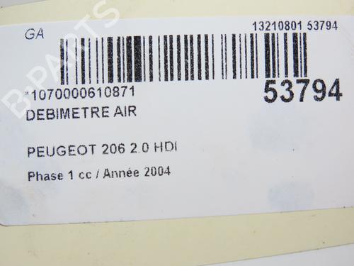 Mass air flow sensor PEUGEOT 206 Hatchback (2A/C) 2.0 HDI 90 | BP28828798M95