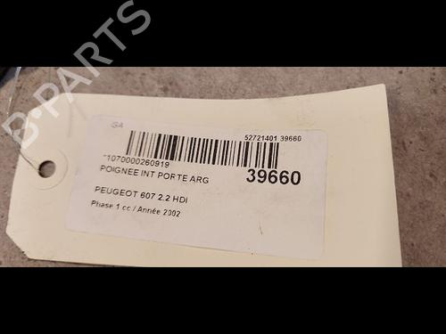 Used Rear left interior door handle PEUGEOT 607 (9D, 9U) 2.2 HDi (133 hp) 9611186