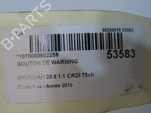 Warnblinkschalter für Warnblinkschalter HYUNDAI i20 II (GB, IB) 1.1 CRDi (75 hp) 36395844 36395844