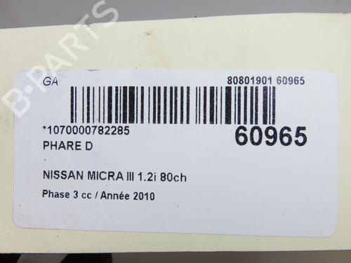 Used Right headlight Right headlight NISSAN MICRA III (K12) 1.2 16V (65 hp) 40026385 40026385