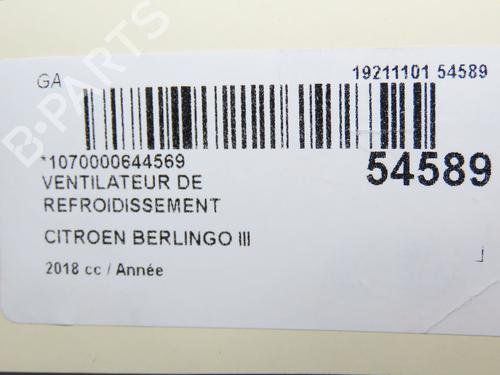 Used Radiator fan CITROËN BERLINGO Box Body/MPV (K9) 1.6 BlueHDi 100 (99 hp) 30867324