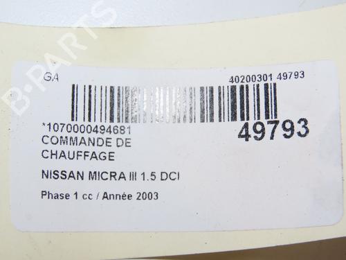 Climate control NISSAN MICRA III (K12) 1.5 dCi | BP29441721I5 