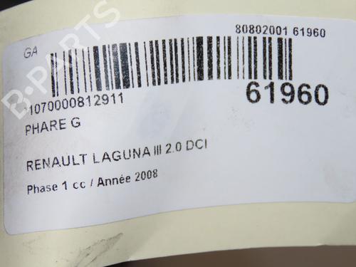 Left headlight RENAULT LAGUNA III (BT0/1) 2.0 dCi (BT01, BT08, BT09, BT0E, BT0K, BT12, BT1C, BT1D,... | BP39893992C28 - Image 6