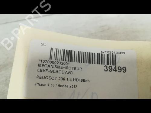 Used Front right window mechanism PEUGEOT 208 I (CA_, CC_) 1.4 HDi (68 hp) 9607886