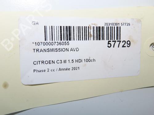 Used Right front driveshaft Right front driveshaft CITROËN C3 III (SX) 1.5 BlueHDi 100 (SXYHYP, SXYHTU) (102 hp) 36310409 36310409