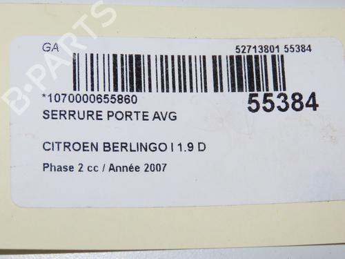 Venstre fortil lås CITROËN BERLINGO / BERLINGO FIRST Box Body/MPV (M_) 1.9 D 70 (MBWJZ, MCWJZ) (69 hp) 32100489