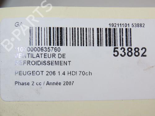 Used Radiator fan PEUGEOT 206 Hatchback (2A/C) 1.4 HDi eco 70 (68 hp) 28829212