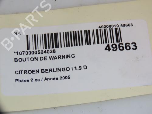 Used Warning switch CITROËN BERLINGO / BERLINGO FIRST Box Body/MPV (M_) 1.9 D 70 (MBWJZ, MCWJZ) (69 hp) 16555714