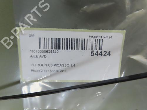 Right front fenders CITROËN C3 Picasso (SH_) 1.4 VTi 95 (SH8FSC, SH8FP0, SH8FP6) | BP28830934C42 