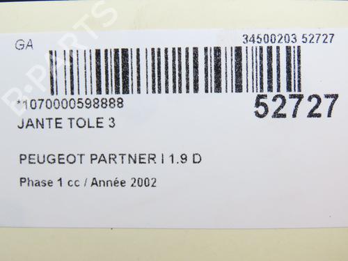 Rim PEUGEOT PARTNER Box Body/MPV (5_, G_) 1.9 D | BP28801682C45