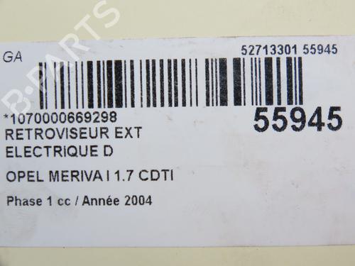 Used Right mirror OPEL MERIVA A MPV (X03) 1.7 CDTI (E75) (100 hp) 30893454