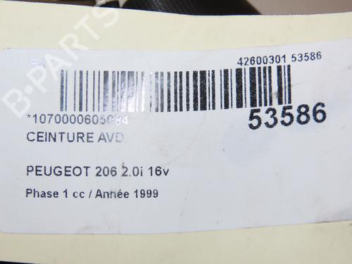 Høyre foran beltestrammer PEUGEOT 206 Hatchback (2A/C) 2.0 S16 (135 hp) 29150972