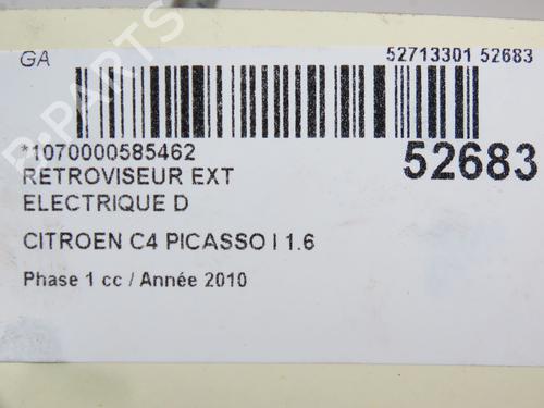Used Right mirror CITROËN C4 Picasso I MPV (UD_) 1.6 HDi (109 hp) 27393345
