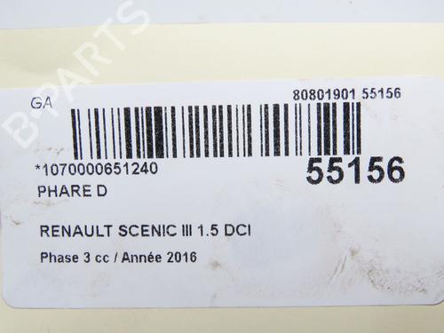 Lyskaster høyre RENAULT SCÉNIC III (JZ0/1_) 1.5 dCi (110 hp) 32377431