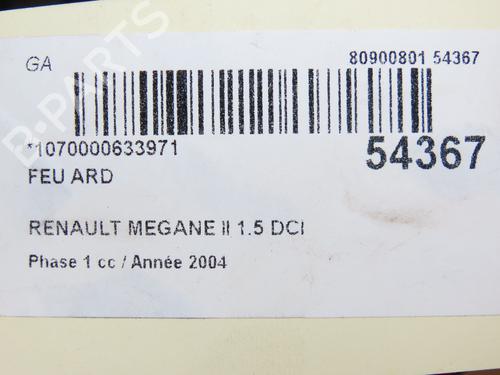 Høyre baklys RENAULT MEGANE II (BM0/1_, CM0/1_) 1.5 dCi (BM02, BM13, BM2A, CM02, CM13) | BP28832731C35 