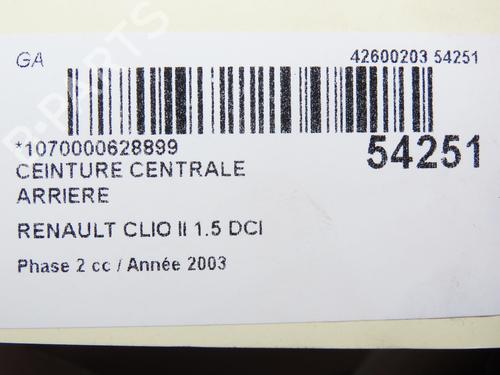 Used Rear center seatbelt RENAULT CLIO II (BB_, CB_) 1.5 dCi (B/CB08) (82 hp) 28830673