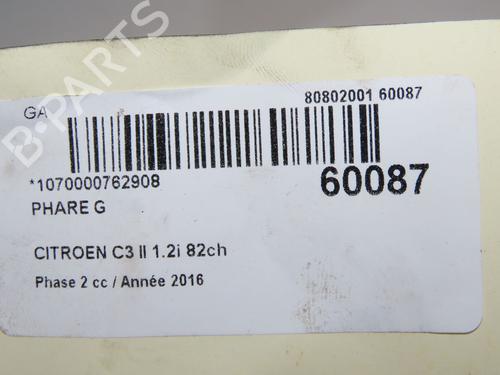Left headlight CITROËN C3 II (SC_) 1.2 VTi 82 | BP37411102C28  - Image 6