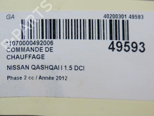 Climate control NISSAN QASHQAI / QASHQAI +2 I (J10, NJ10, JJ10E) 1.5 dCi | BP19653103I5 