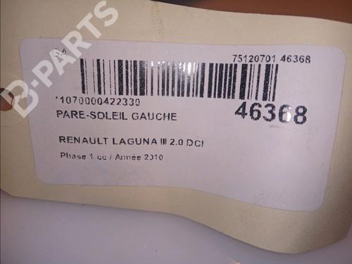 Left sun visor RENAULT LAGUNA III (BT0/1) 2.0 dCi (BT07, BT0J, BT14, BT1A, BT1S) | BP12065741I1 