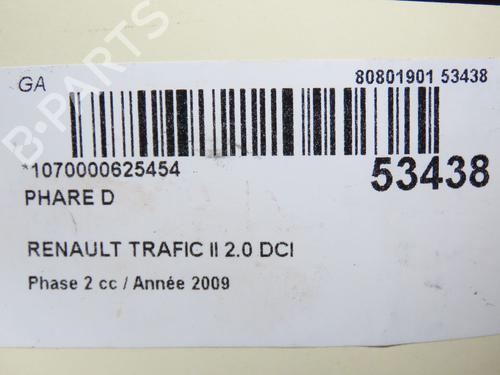 Used Right headlight RENAULT TRAFIC II Bus (JL) 2.0 dCi 115 (JL00, JL01, JL0H, JL0M, JL0U) (114 hp) 30797614