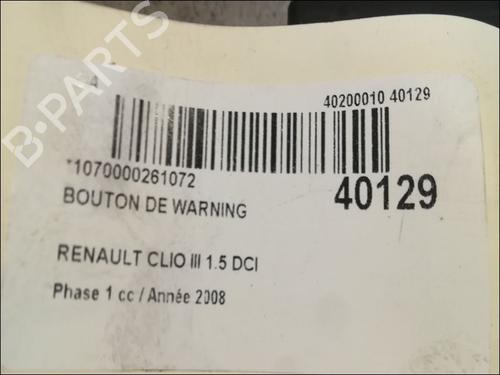 Used Warning switch Warning switch RENAULT CLIO III (BR0/1, CR0/1) 1.5 dCi (C/BR0G, C/BR1G) (68 hp) 9611250 9611250