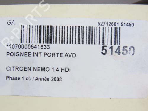Front right interior door handle CITROËN NEMO Box Body/MPV (AA_) 1.4 HDi | BP18732150I14 