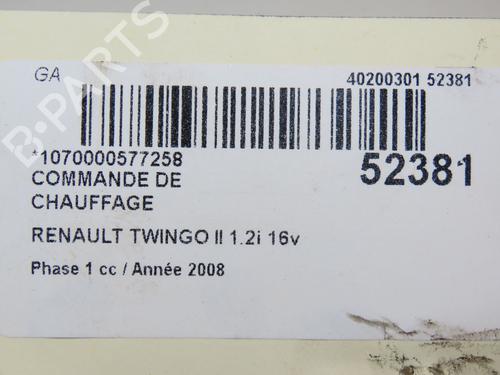 Climate control RENAULT TWINGO II (CN0_) 1.2 16V (CN0K, CN0V, CN0A) | BP28967879I5 