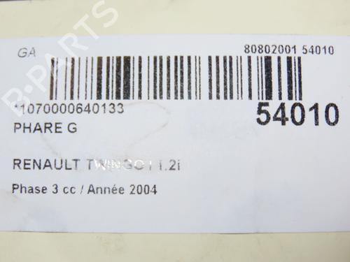 Used Left headlight RENAULT TWINGO I (C06_) 1.2 (C066, C068) (58 hp) 28832555