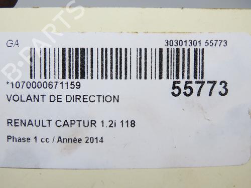Used Steering wheel Steering wheel RENAULT CAPTUR I (J5_, H5_) 1.2 TCe 120 (120 hp) 31120290 31120290