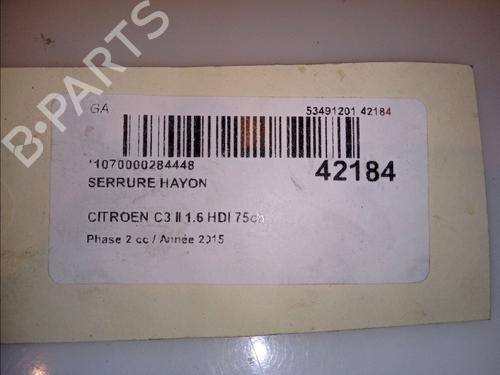 Used Tailgate lock CITROËN C3 II (SC_) 1.6 BlueHDi 75 (75 hp) 11418222